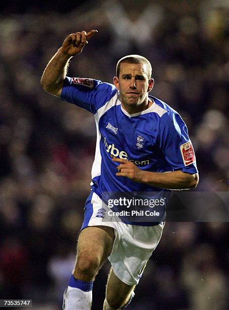 Rowan Vine of Birmingham City celabrates his goal against Derby County during the Coca-Cola Championship match between Birmingham City and Derby...