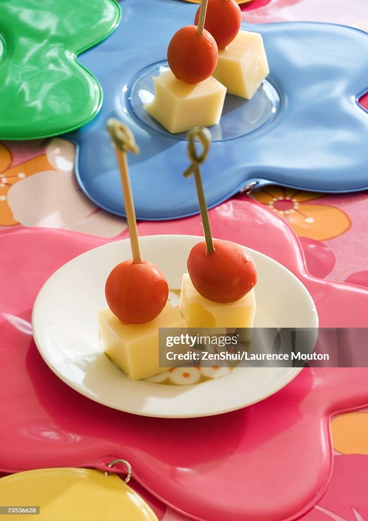Tomato and cheese skewers