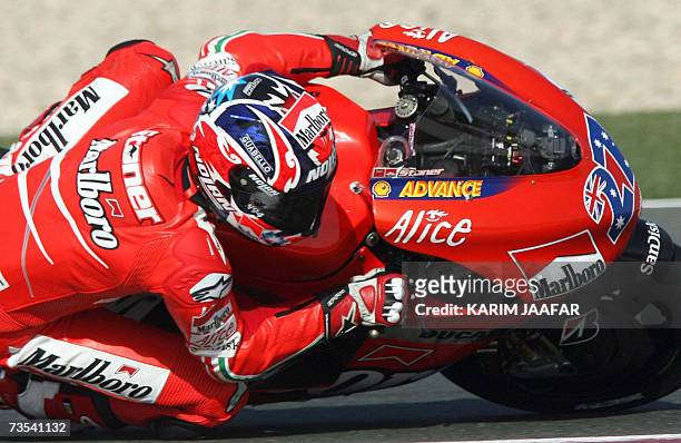 Australian rider Casey Stoner tackles a turn at the Qatar Grand Prix in Doha, 10 March 2007. Stoner won the opening Grand Prix of the season today...