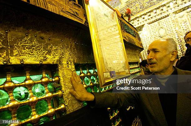 Worshippers pray at the shrine of Zaid ibn Ali, as Iranian Shiite Muslims mark Arbaeen, the 40th day after the death of Imam Hussein in 680 AD, in...