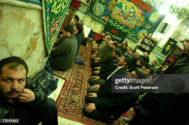 Worshippers pray at the shrine of Zaid ibn Ali, as Iranian Shiite Muslims mark Arbaeen, the 40th day after the death of Imam Hussein in 680 AD, in...