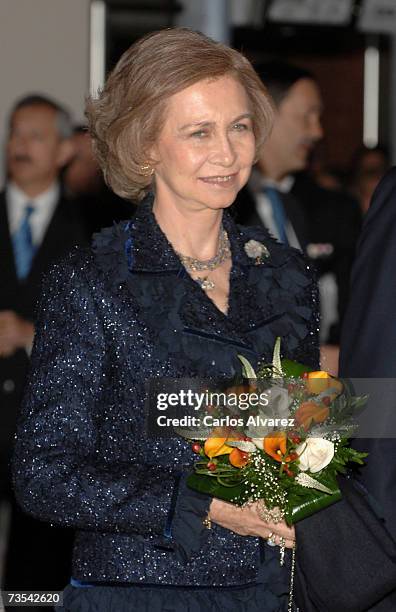 Queen Sofia of Spain attends "In Memoriam" concert in honor of March 11, 2004 terrorist attack in Atocha, on March 10, 2007 at National Auditorium in...