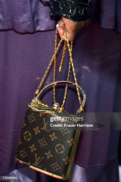 Detail view of actress Irene "Mama" Stokes handbag is seen as she arrives at the 21st Annual Soul Train Music Awards held at the Pasadena Civic...