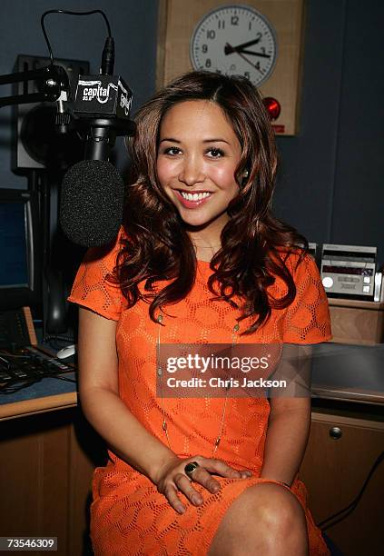 Myleene Klass poses for a photograph in a studio at Capital Radio to promote her new Sunday evening show on March 11, 2007 in London, England. The...
