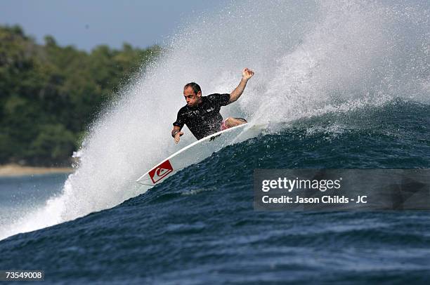 Tom Carroll from Newport Beach, Australia surfs at Speedies Reef at G-Land June 27, 2006 in Grajagan, Indonesia.