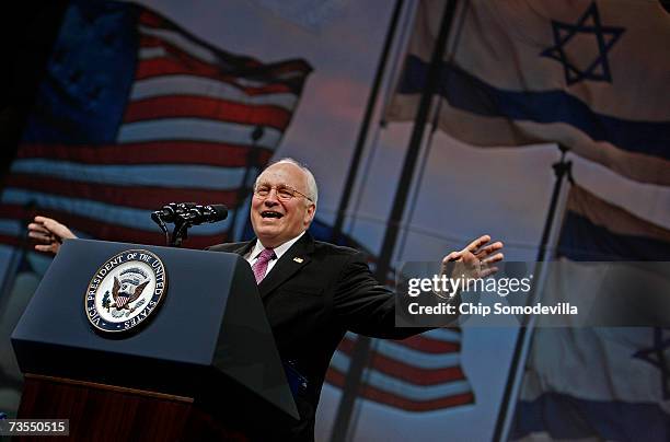 Vice President Dick Cheney addresses the American Israel Public Affairs Committee's 2007 Policy Conference at the Washington Convention Center March...