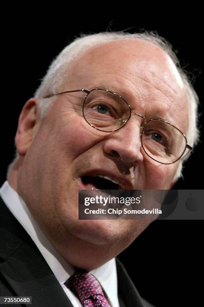 Vice President Dick Cheney speaks at the American Israel Public Affairs Committee's 2007 Policy Conference at the Washington Convention Center March...