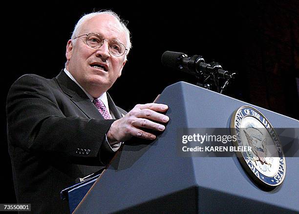 Washington, UNITED STATES: US Vice President Dick Cheney speaks at the American Israel Publlic Affairs Committee 2007 Policy Conference 12 March,...