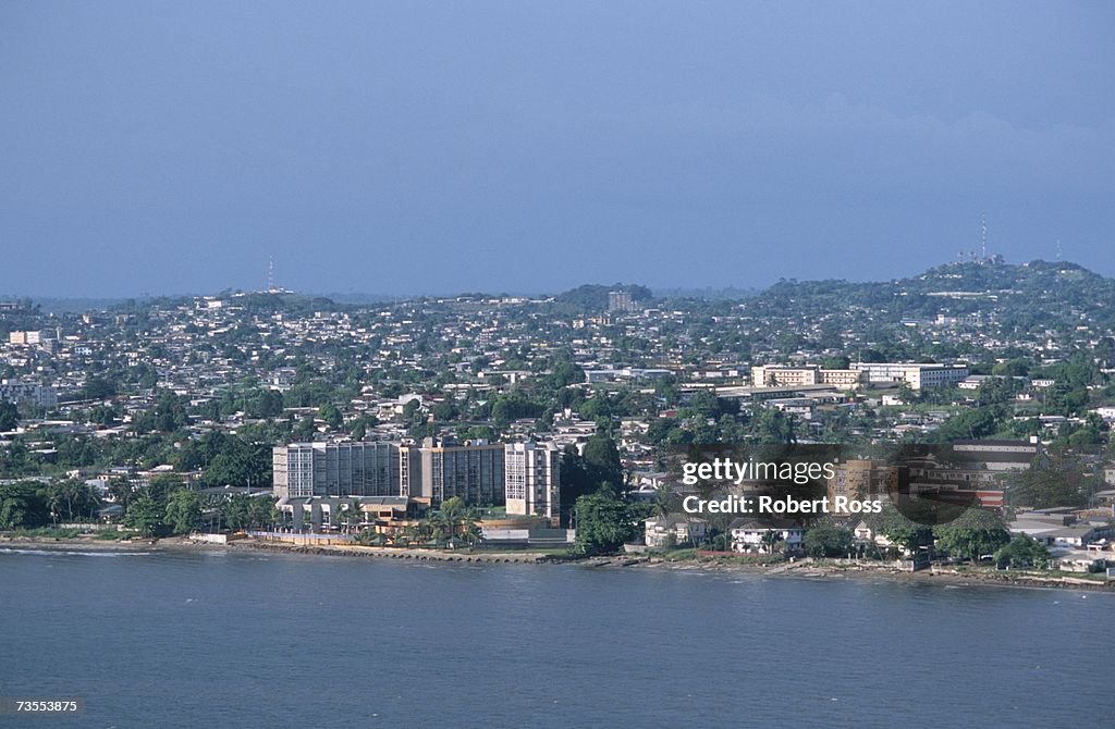 Aerial View of Capital City Libreville & Coastline