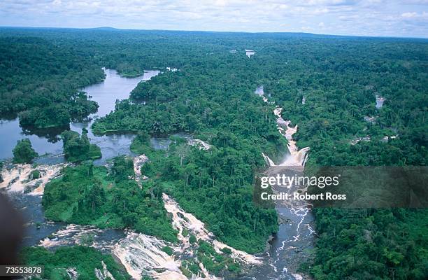 an aerial view of the ivindo river - gabão imagens e fotografias de stock