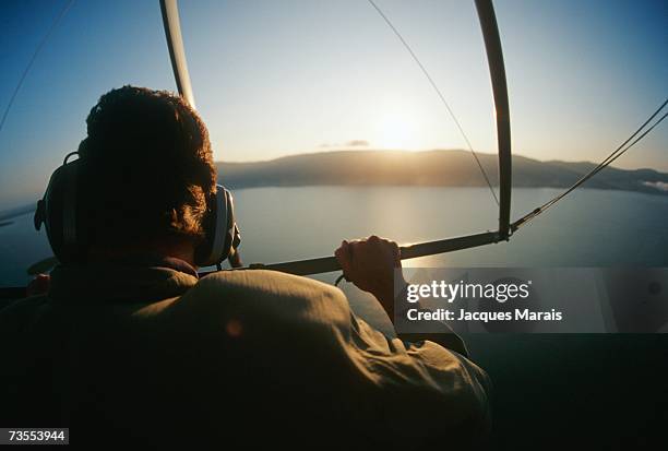 a view from a microlight as the sun rises over the horizon - maputaland stock-fotos und bilder