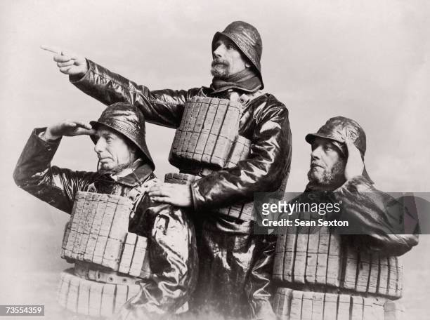 The crew of the North Deal lifeboat, wearing lifejackets of buoyant cork, circa 1890.