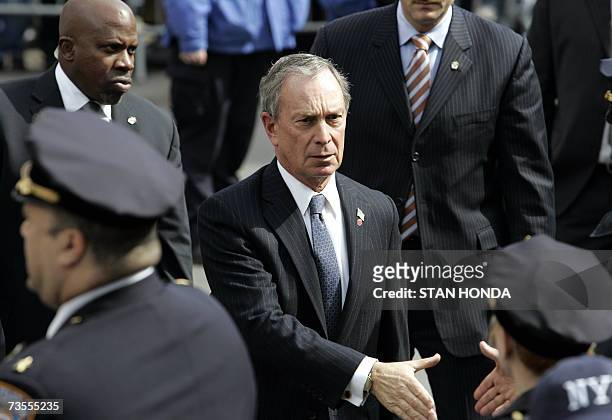 New York, UNITED STATES: New York City Mayor Michael Bloomberg arrives at the Islamic Cultural Center, 12 March 2007, in the Bronx borough of New...