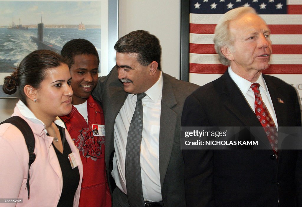 Israeli Defense Minister Amir Peretz (3L...