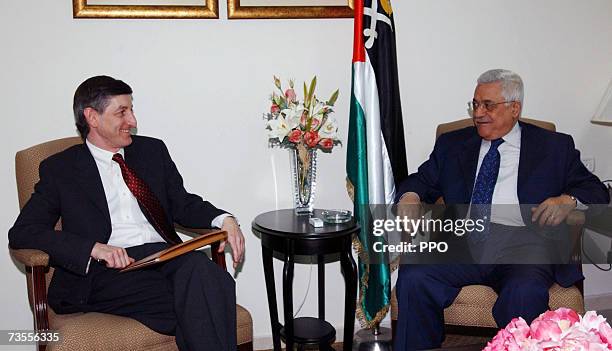 In this undated handout provided by the Palestinian Press Office , United States Consul General to Jerusalem, Jacob Walles, meets with Palestinian...