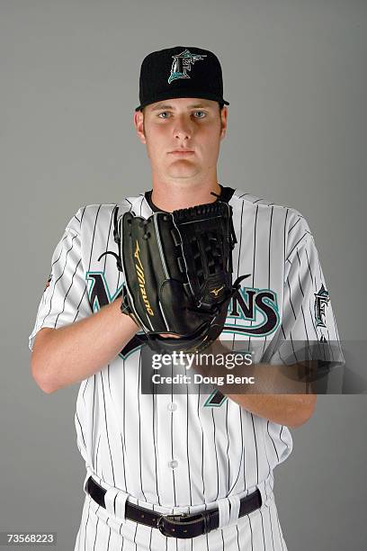 Pitcher Christopher Volstad of the Florida Marlins poses during Photo Day on February 23, 2007 at the Marlins training facility in Jupiter, Florida.