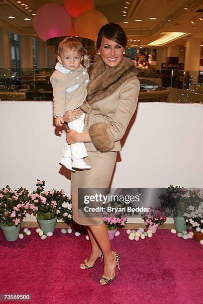 Melania Trump and her son Barron attend the Society of Memorial Sloan-Kettering Cancer Center's 16th Annual Bunny Hop at FAO toy store March 13, 2007...