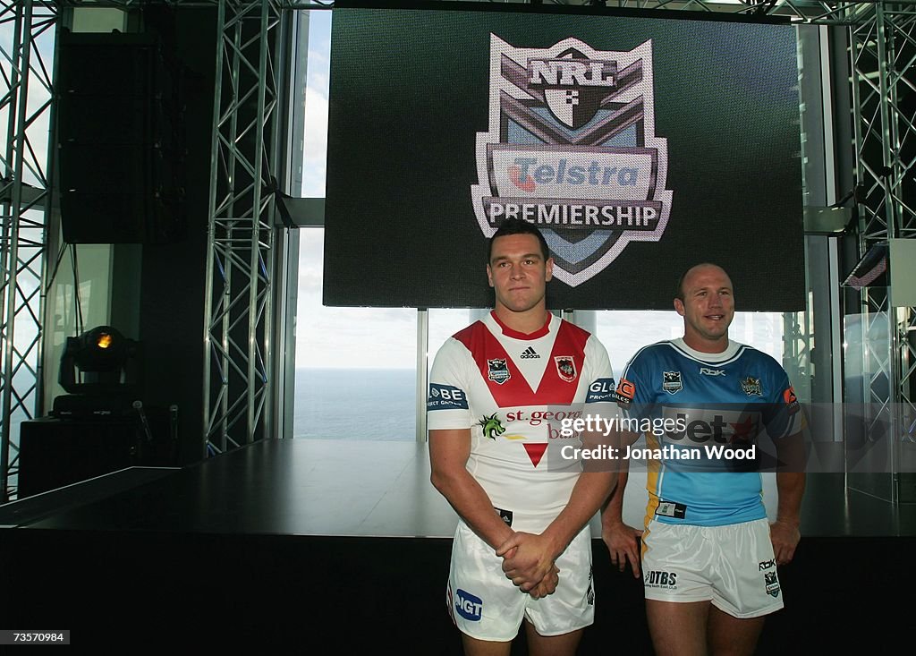 Jason Ryles of the Dragons and Luke Bailey of the Titans wait in ...