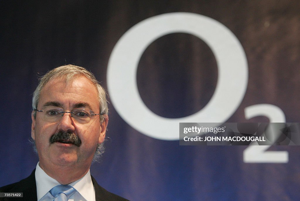 O2 Germany Ceo Chairman and CEO of Telefonica O2 Europe Peter Erskine addresses a ...