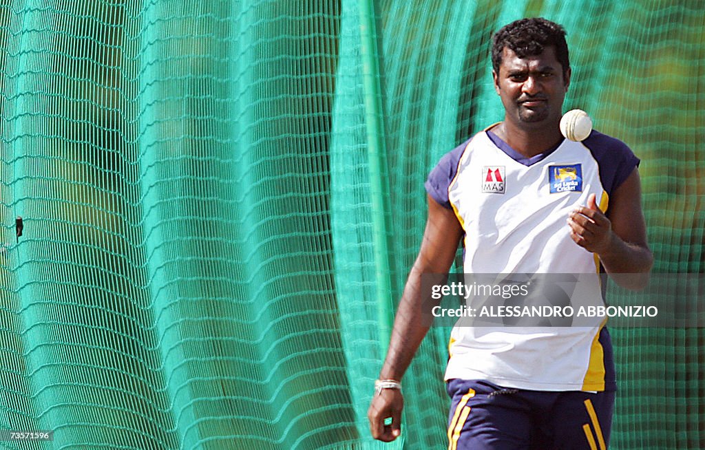 Sri Lankan cricketer Muttiah Muralithara...