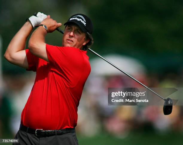 Phil Mickelson tees off on the 16th hole during the Pro-Am at the Arnold Palmer Invitational at Bay Hill in Orlando, Florida on March 14, 2007.