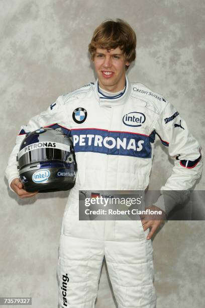 Sebastian Vettel of Germany and BMW-Sauber poses during the pre-season drivers photocall ahead of the Australian Formula One Grand Prix at the Albert...