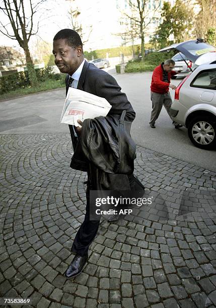 Lausanne, SWITZERLAND: Olympic Marseille President Pape Diouf arrives to attend the hearing of France international Franck Ribery 15 March 2007 in...