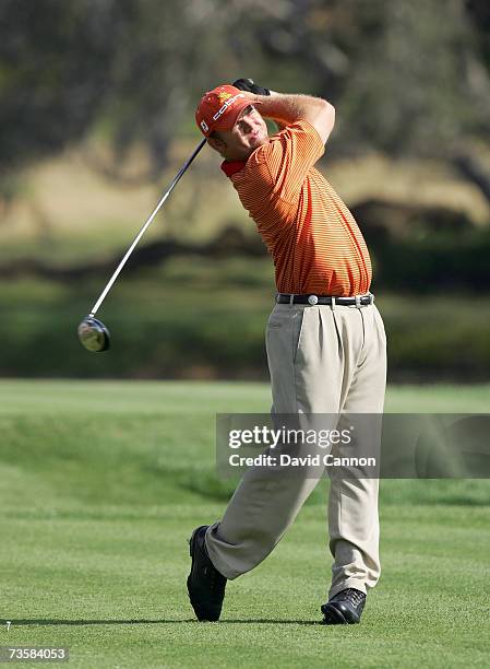 Holmes of the USA drives at the par 4, 16th hole during the first round of the Arnold Palmer Invitational presented by Mastercard, on the...