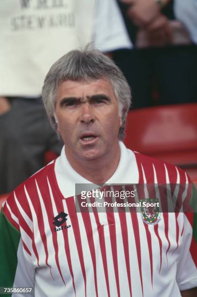 English former player and manager of the Wales national football team, Bobby Gould pictured during a Wales international game in 1996.