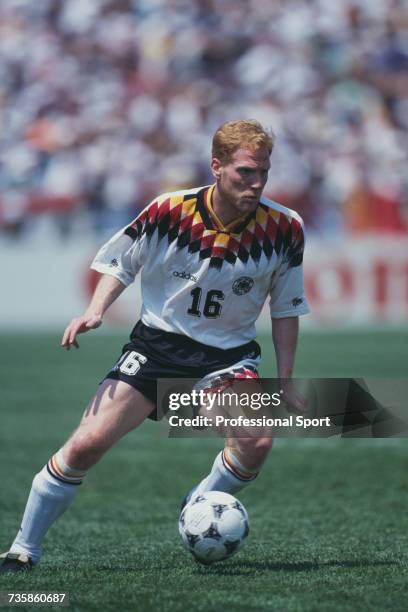 German midfielder Matthias Sammer pictured in action with the ball in the 1994 FIFA World Cup Group C match between Germany and Bolivia at Soldier...