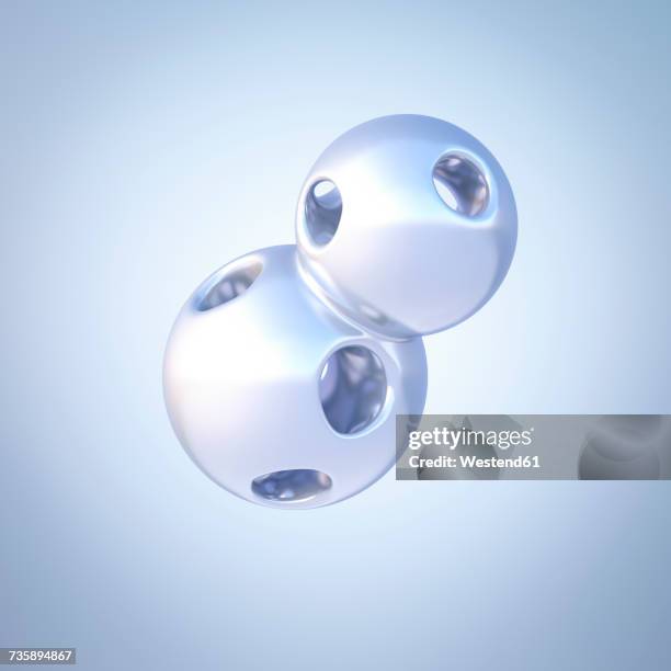 two connected mercury spheres, 3d rendering - mercury metal stock illustrations