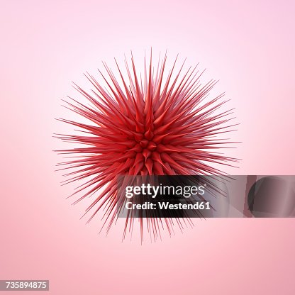 Red spiky sphere, 3d rendering Red spiky sphere, 3d rendering