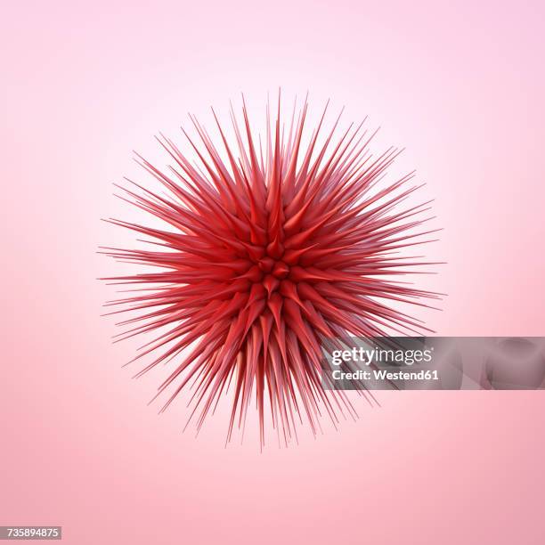 red spiky sphere, 3d rendering - agression 幅插畫檔、美工圖案、卡通及圖標