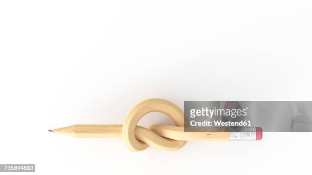 pencil with knot, 3d rendering - education stock illustrations