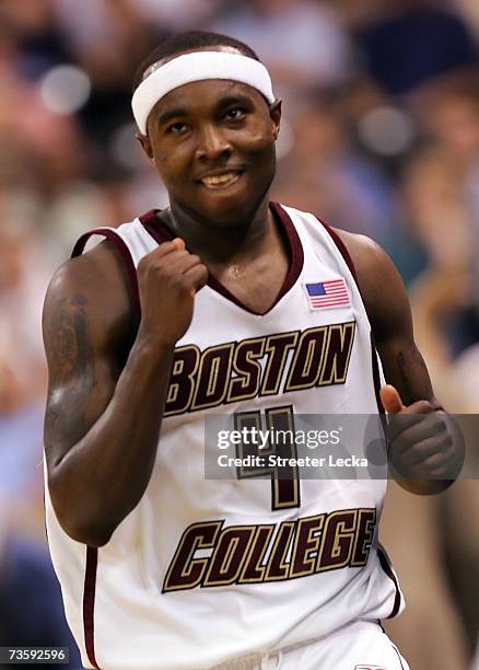 Tyrese Rice of the Boston College Eagles reacts late in the second half against the Texas Tech Red Raiders during the First Round of the 2007 NCAA...