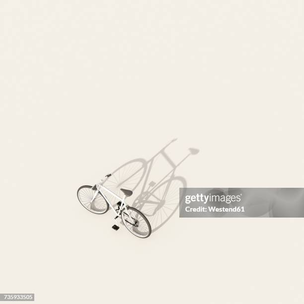 racing cycle on white ground, 3d rendering - racing bicycle stock illustrations