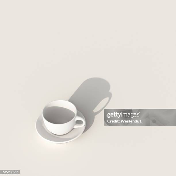 empty coffee cups on white background, 3d rendering - coffee mug white background stock illustrations