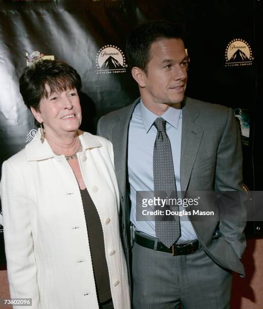 Mark Wahlburg and his mother Alma attend the premiere of the movie "Shooter" at the Loews theatre on the Boston Common on March 15, 2007 in Boston,...