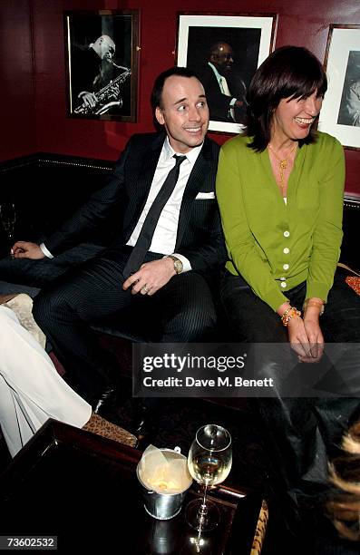 David Furnish and Janet Street-Porter attend private party at Ronnie Scott's hosted by Gary Farrow on March 15, 2007 in London, England.