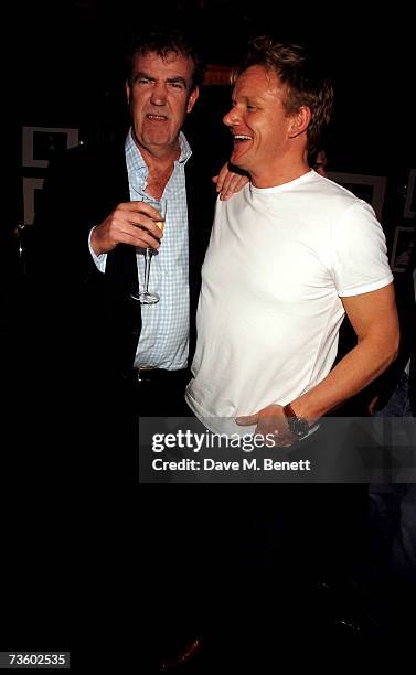 Jeremy Clarkson and Gordon Ramsay attend private party at Ronnie Scott's hosted by Gary Farrow on March 15, 2007 in London, England.