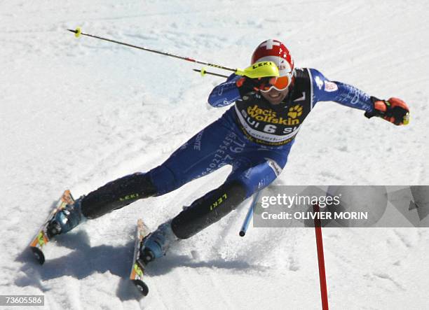 Lenzerheide, SWITZERLAND: Swiss Silvan Zurbriggen competes during the slalom of the Nations Team Event at the Alpine Ski World Cup finals in...