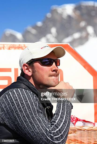 Lenzerheide, SWITZERLAND: Swiss former ski racer Silvano Beltrametti, bound to the wheel chair after a severe crash in Val d'Isere in 2001, is...