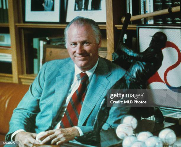 Major League Baseball Commissioner Bowie Kuhn at his office in New York, New York.