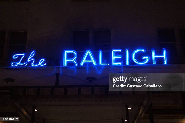 An exterior of The Raleigh Hotel is seen on March 16, 2007 in Miami Beach, Florida.