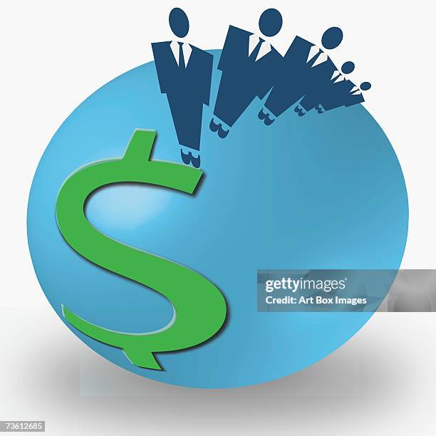 men standing on a globe - 5 dollar stock illustrations