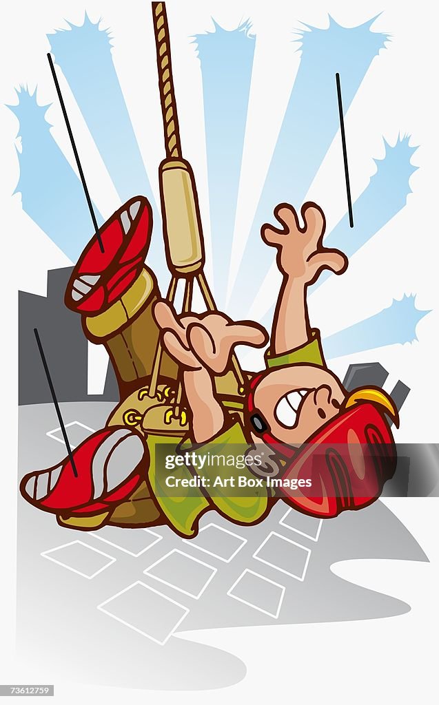 Close-up of a boy bungee jumping