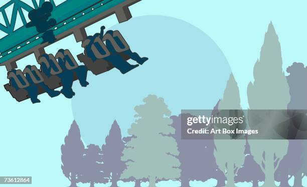 group of people on a rollercoaster - rollercoaster stock illustrations