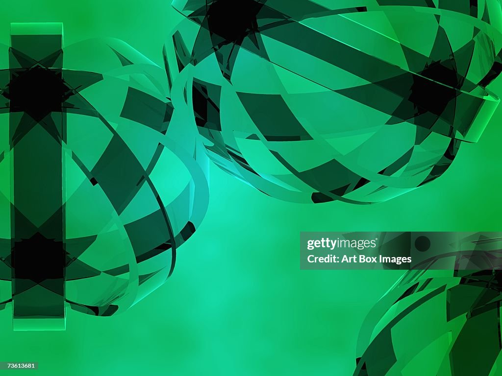 Close-up of geometric shapes on a green background