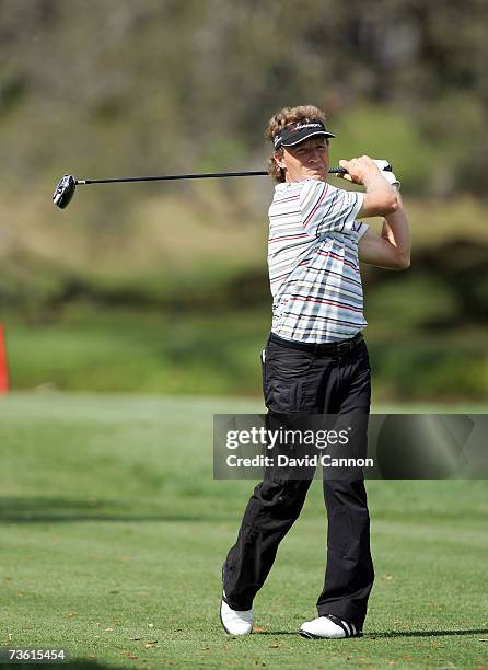 Bernhard Langer of Germany hits his tee shot at the par 4, 16th hole during the second round of the Arnold Palmer Invitational presented by...