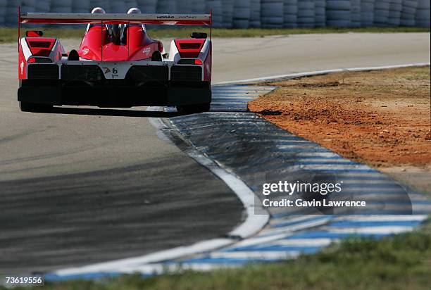 Didier Theys drives the P2 Horag Racing Lista Judd Lola B05-40 during the 55th Annual Mobil 1 Twelve Hours of Sebring on March 17, 2007 at the...